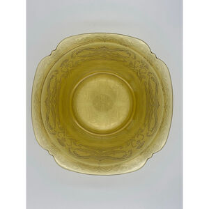 Vintage EAPG Canary Yellow Etched Serving Bowl | Early American Pattern Glass